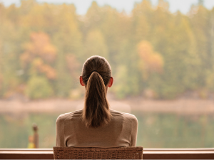 woman sitting alone